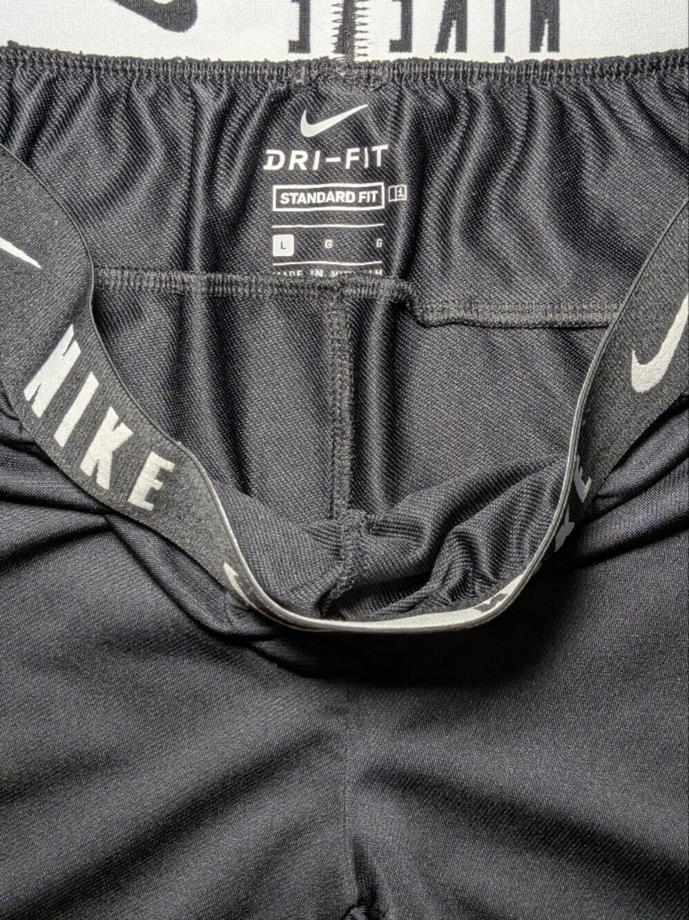 Nike Girls Black Athletic Shorts with Logo Waistband - Picture 3 of 7